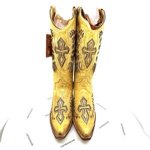 NWOB W/Tags Yadira/Semental Women’s Glitter Inlay Wing & Cross Snip Toe Boots S7